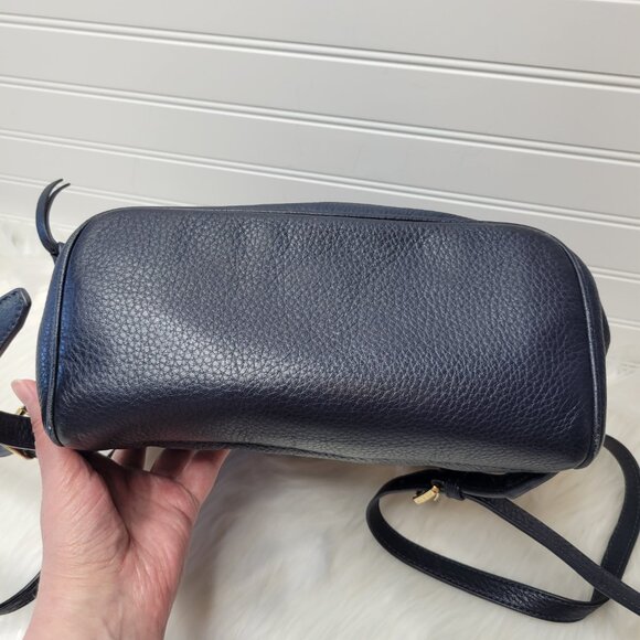 Genuine Michael Kors Rhea Zip Backpack Large Pebble Leather Navy Blue EUC